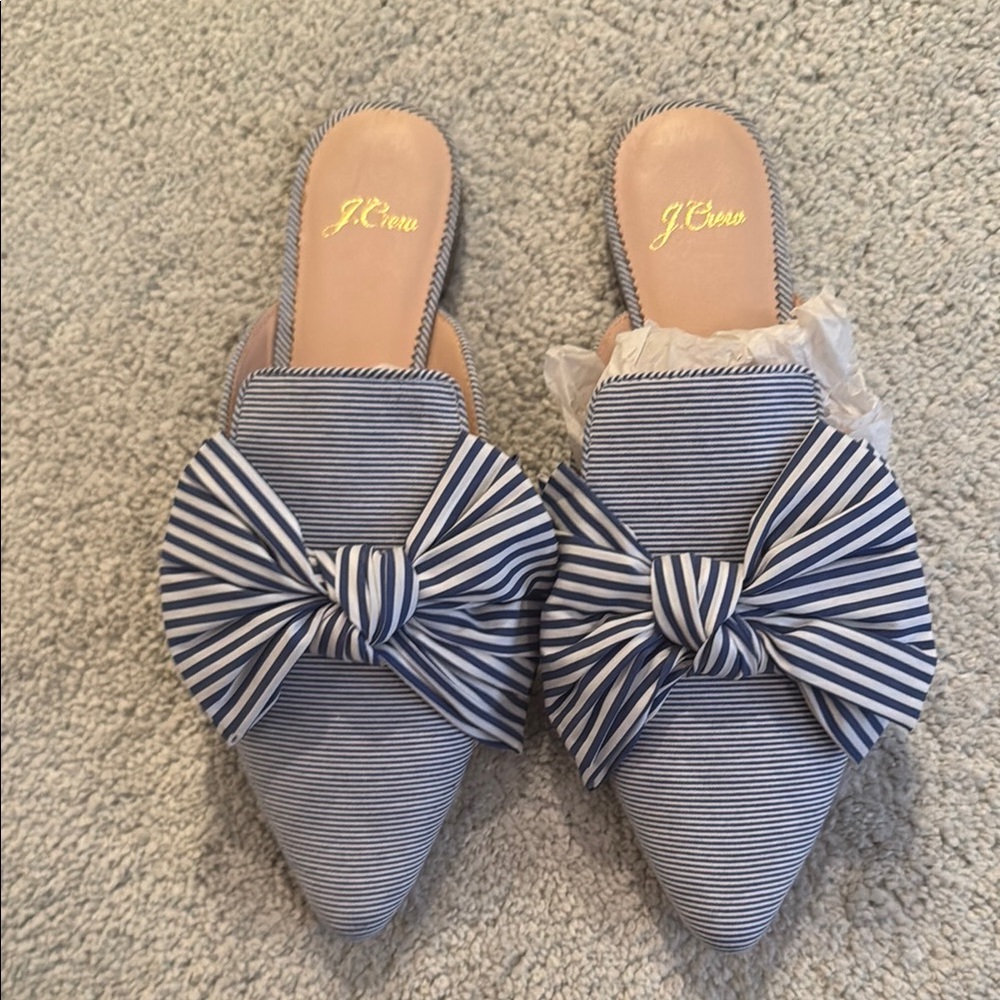 J. Crew Women's Blue Striped Mules